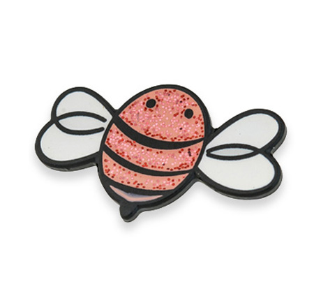 Bumblebee illustration custom enamel badge in red and white