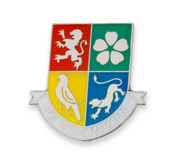 School emblem multi coloured custom enamel badge